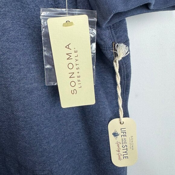 Sonoma Life + Style Blue Cotton Button-Up Cowl Neck Fleece Lined Cardigan Sz XXL - Picture 3 of 8